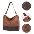 Wrangler Hobo Bags for Women Leather Tote Bag Shoulder Bag Top Handle Satchel Purses and Handbags, Two Tone Brown