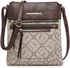 Dasein Women's Lightweight Crossbody Vegan Leather Shoulder Bag, Monogram Beige