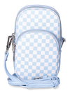 No Boundaries Women's Rounded Phone Crossbody Bag, Freshwater Blue Check