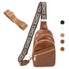 SUOSDEY Coffee Sling Bag for Women Crossbody PU Leather Chest Bag for Traveling Hiking Cycling