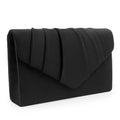 Milisente Women Evening Bag Suede Pleated Clutch Purse Envelope Clutches(Black)