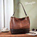 Wrangler Hobo Bags for Women Leather Tote Bag Shoulder Bag Top Handle Satchel Purses and Handbags, Two Tone Brown