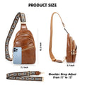 SUOSDEY Coffee Sling Bag for Women Crossbody PU Leather Chest Bag for Traveling Hiking Cycling